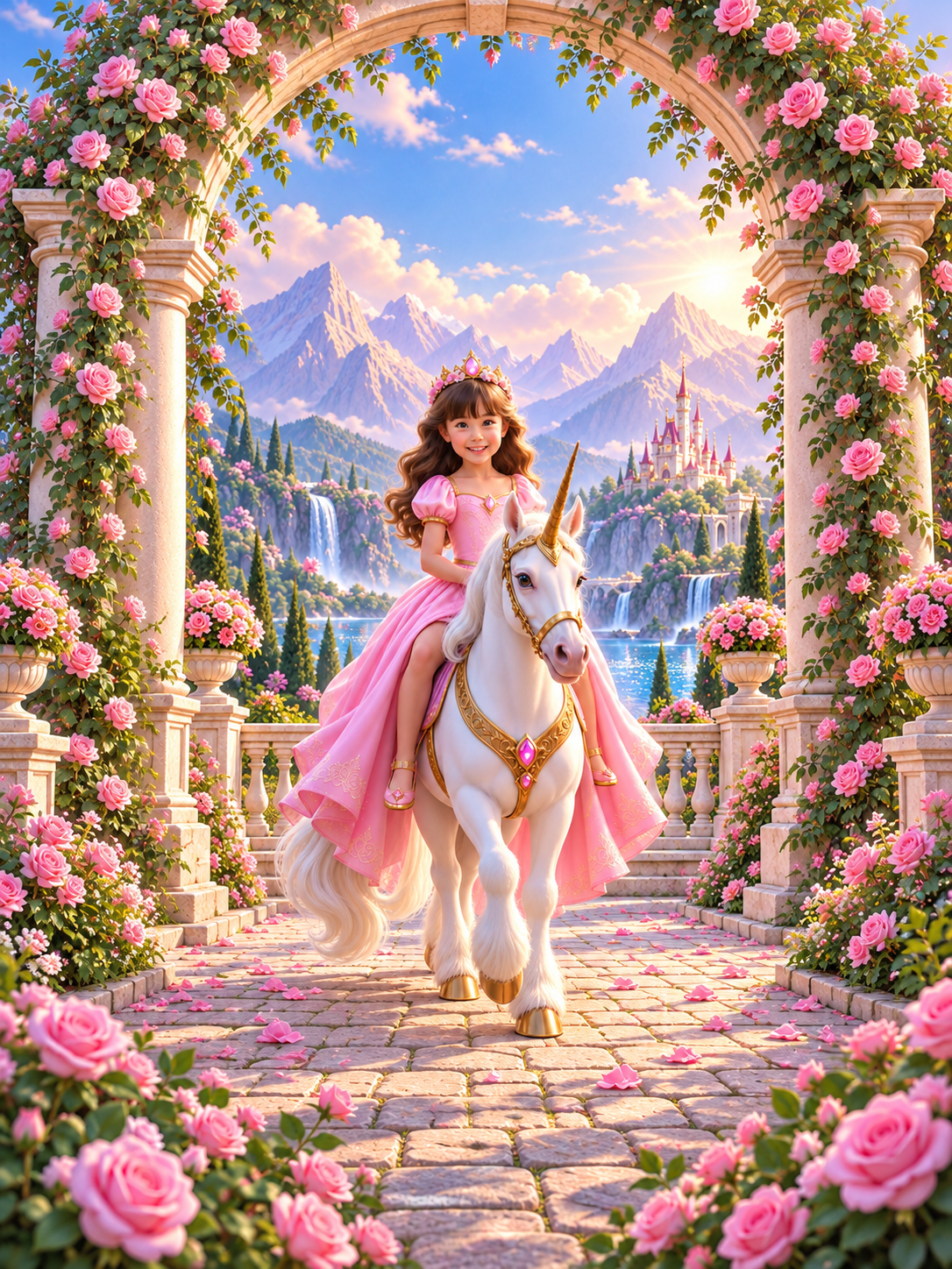 A Princesa do Unicórnio do Jardim Encantado — arte de exemplo para quadro personalizado