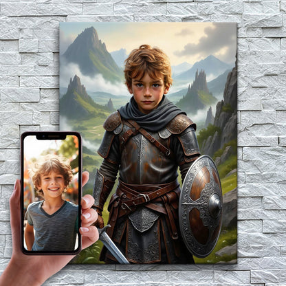 O Guerreiro Celta – antes e depois: a foto enviada e o quadro pronto