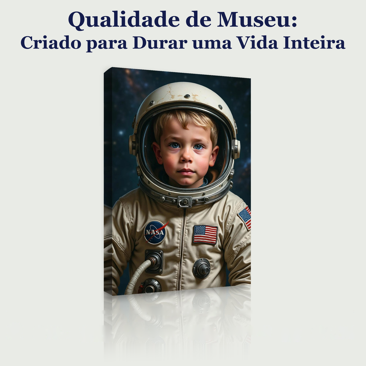 O Pequeno Astronauta – quadro canvas personalizado, qualidade de museu, criado para durar uma vida inteira